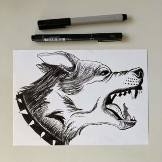 inktober 2022 - bad dog (original)