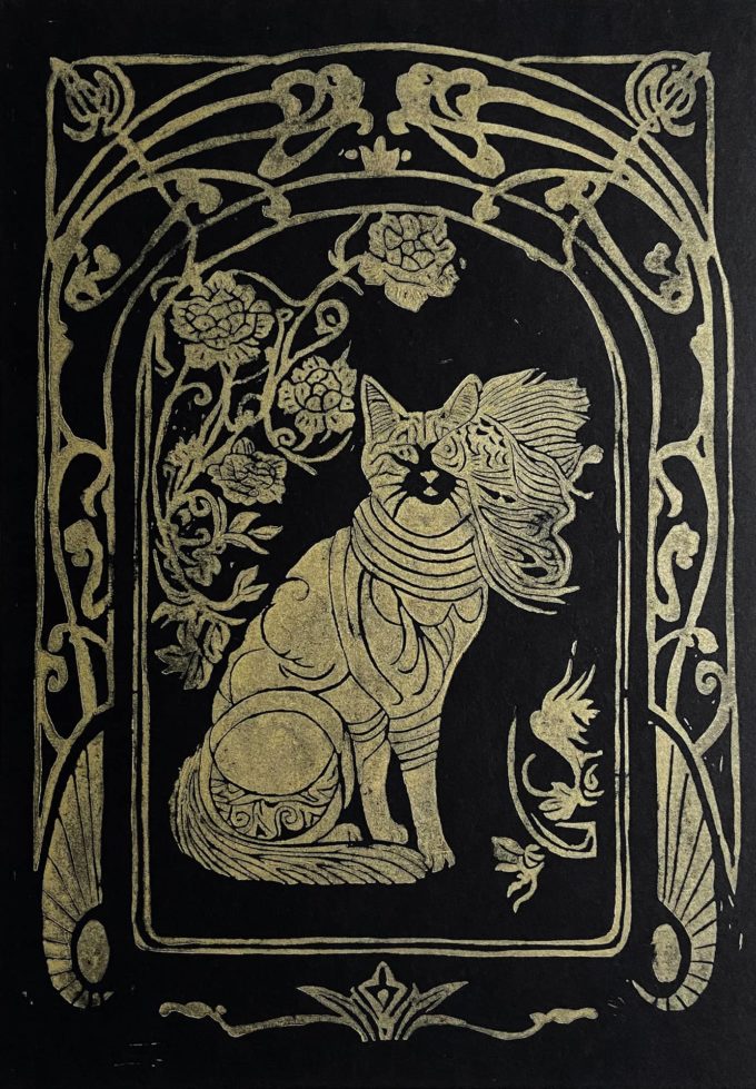 linogravure poisson chat