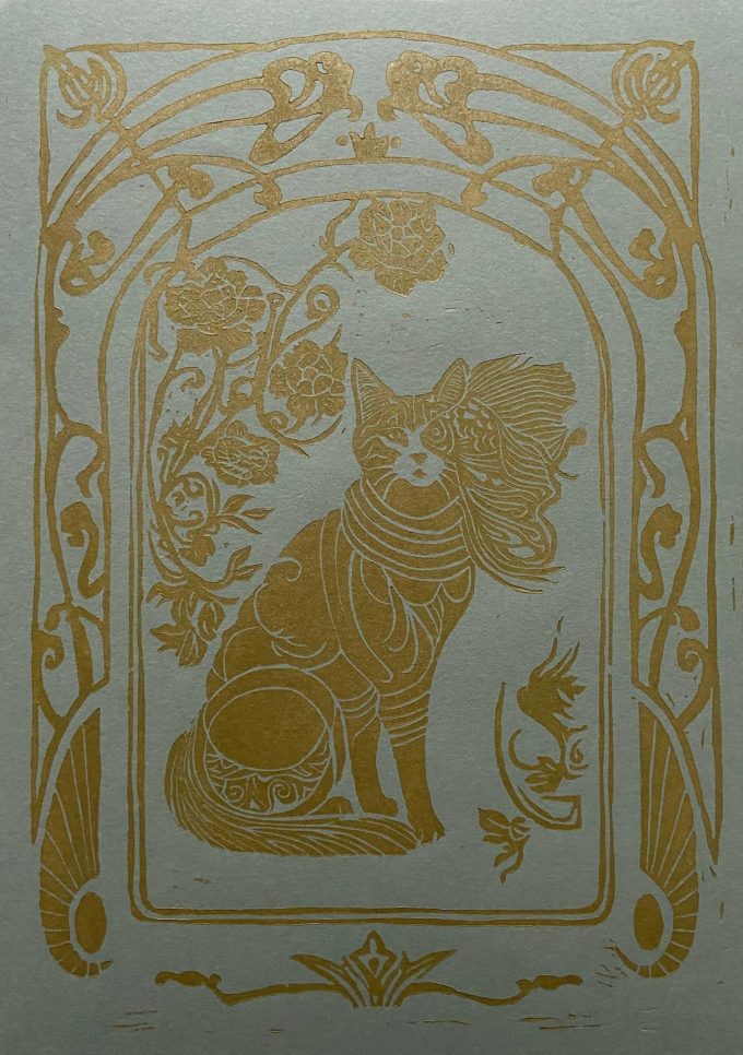 linogravure poisson chat