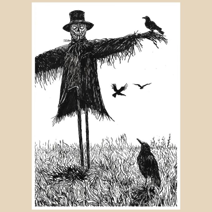fine_art-J25-scarecrow inktober 2024 scarecrow